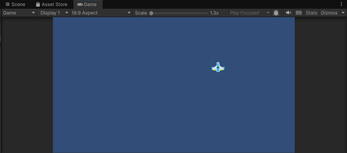 Jugando en modo Play: nave moviéndose dentro de los límites